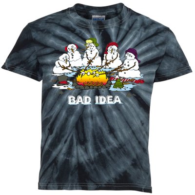 Funny Bad Idea - Snowman Melting Christmas Kids Tie-Dye T-Shirt