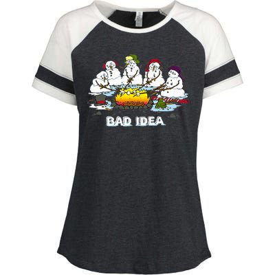 Funny Bad Idea - Snowman Melting Christmas Enza Ladies Jersey Colorblock Tee