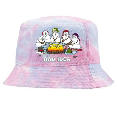 Funny Bad Idea - Snowman Melting Christmas Tie-Dyed Bucket Hat