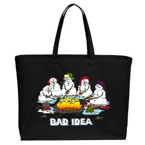 Funny Bad Idea - Snowman Melting Christmas Cotton Canvas Jumbo Tote