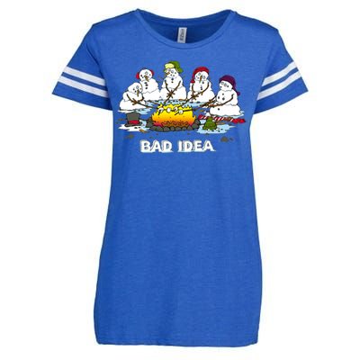 Funny Bad Idea - Snowman Melting Christmas Enza Ladies Jersey Football T-Shirt