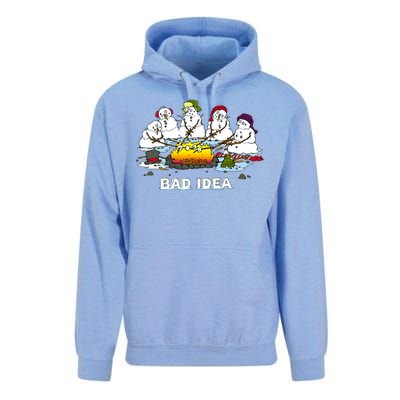 Funny Bad Idea - Snowman Melting Christmas Unisex Surf Hoodie