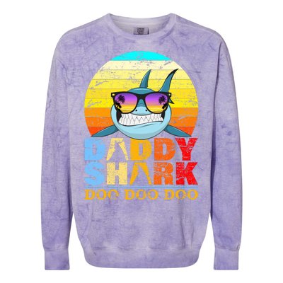 Funny Beach Daddy Shark Doo Colorblast Crewneck Sweatshirt