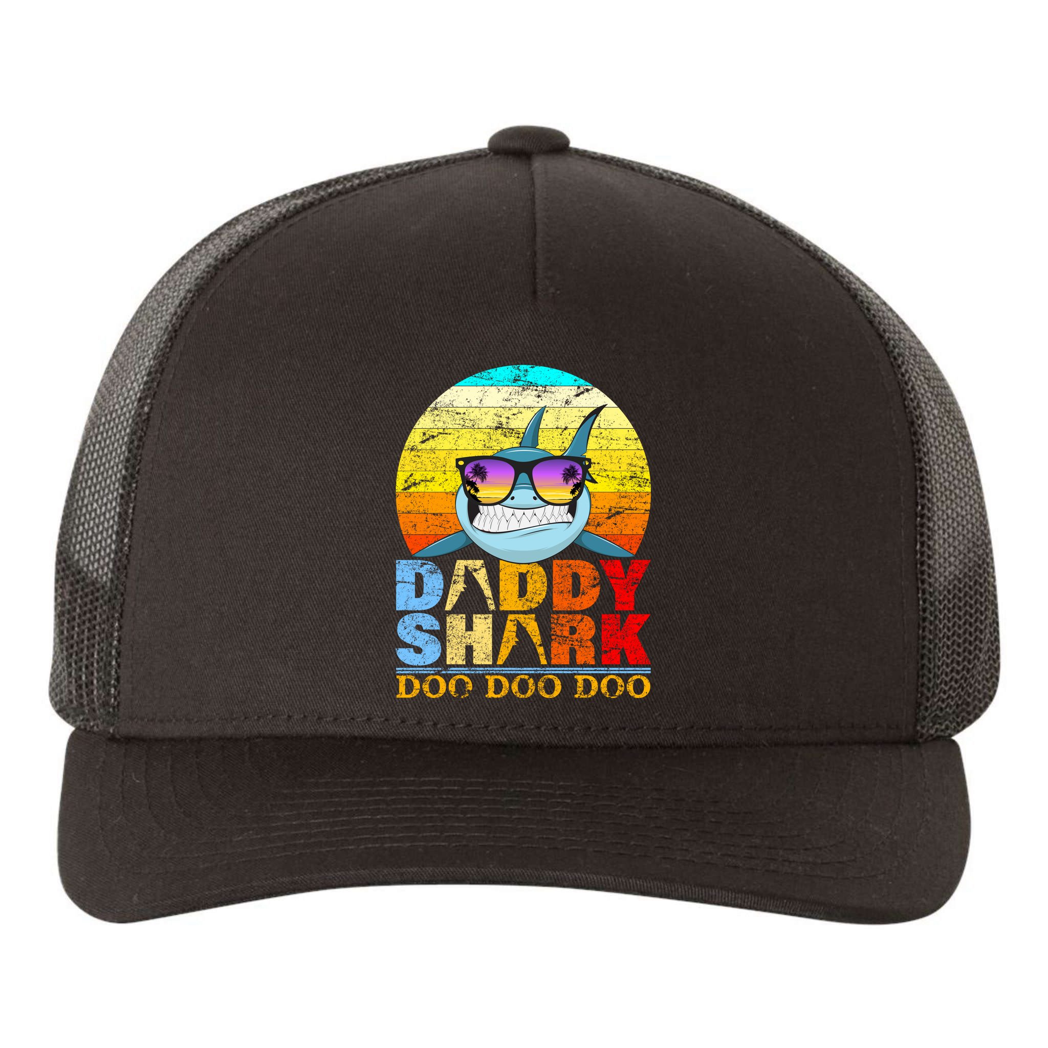 Funny Beach Daddy Shark Doo Yupoong Adult 5-Panel Trucker Hat
