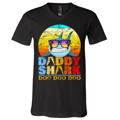 Funny Beach Daddy Shark Doo V-Neck T-Shirt
