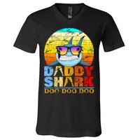 Funny Beach Daddy Shark Doo V-Neck T-Shirt