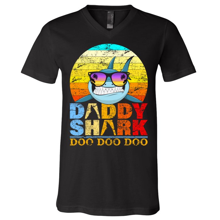 Funny Beach Daddy Shark Doo V-Neck T-Shirt