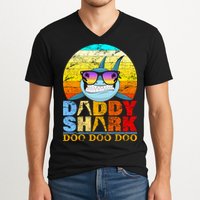 Funny Beach Daddy Shark Doo V-Neck T-Shirt