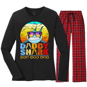 Funny Beach Daddy Shark Doo Women's Long Sleeve Flannel Pajama Set 