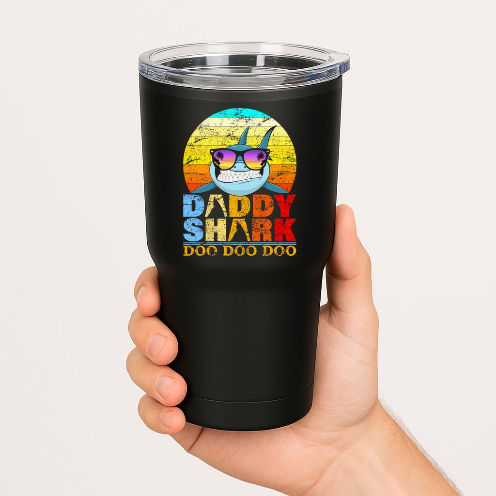 Funny Beach Daddy Shark Doo Tumbler
