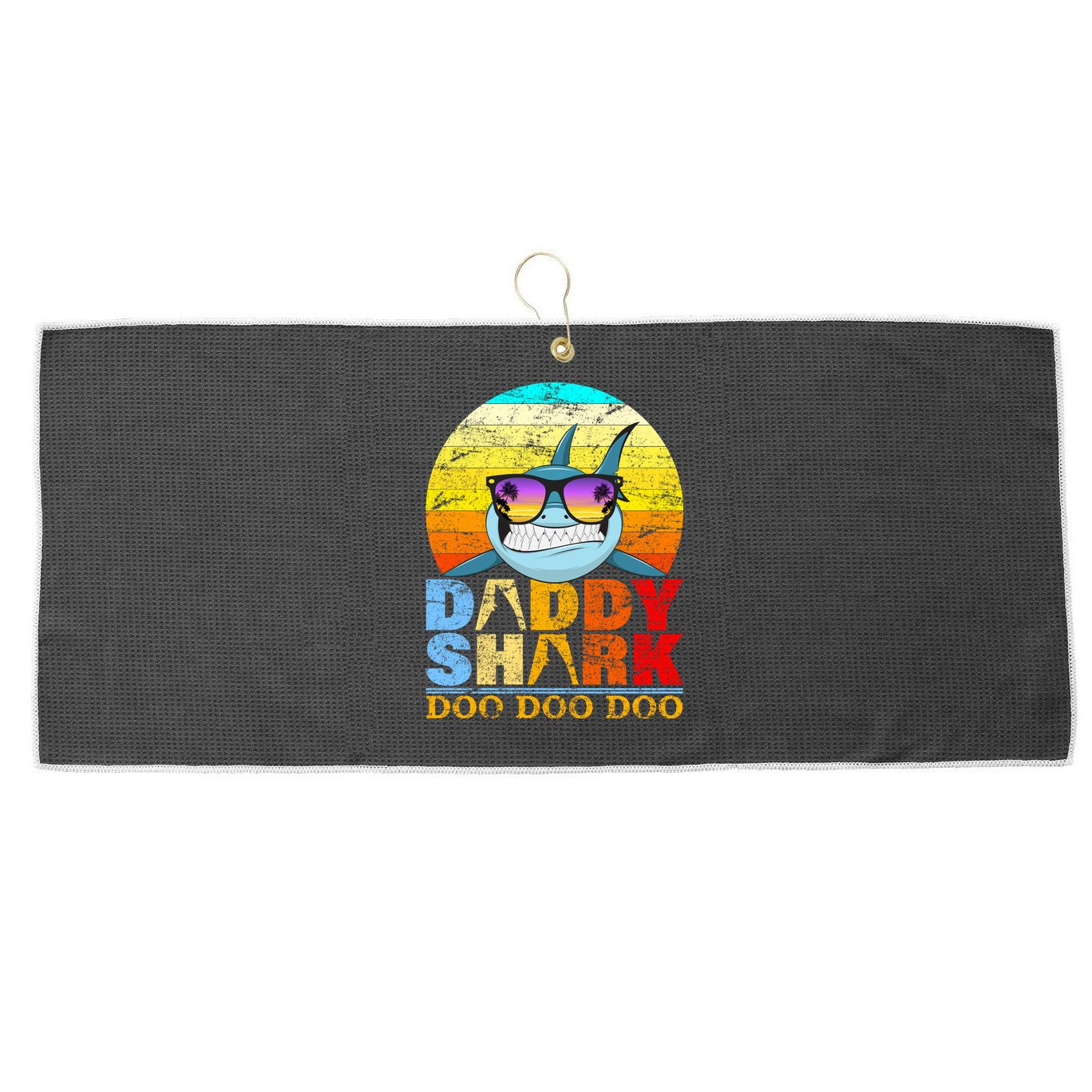 Funny Beach Daddy Shark Doo Large Microfiber Waffle Golf Towel