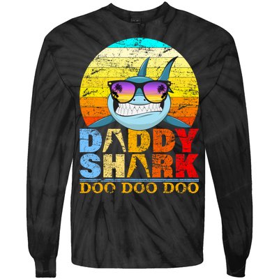 Funny Beach Daddy Shark Doo Tie-Dye Long Sleeve Shirt