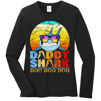 Funny Beach Daddy Shark Doo Ladies Long Sleeve Shirt