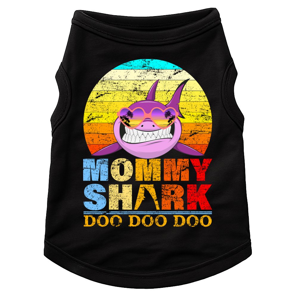 Funny Beach Mommy Shark Doo Doggie Tank