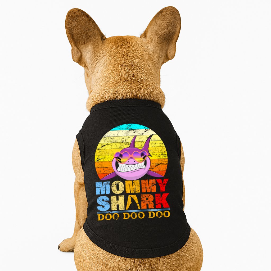 Funny Beach Mommy Shark Doo Doggie Tank
