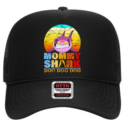 Funny Beach Mommy Shark Doo High Crown Mesh Back Trucker Hat