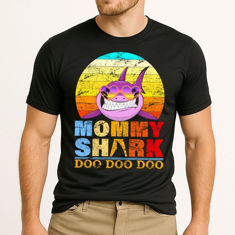 Funny Beach Mommy Shark Doo Performance Shirt
