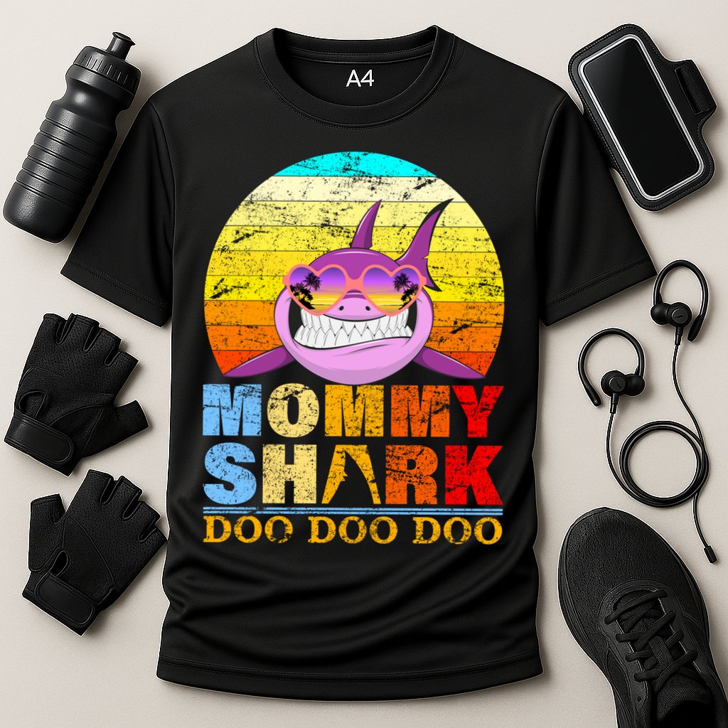 Funny Beach Mommy Shark Doo Performance Shirt
