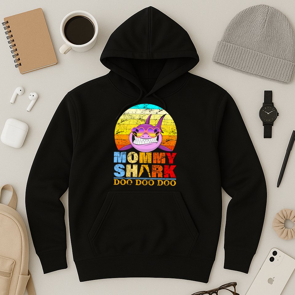 Funny Beach Mommy Shark Doo Hoodie