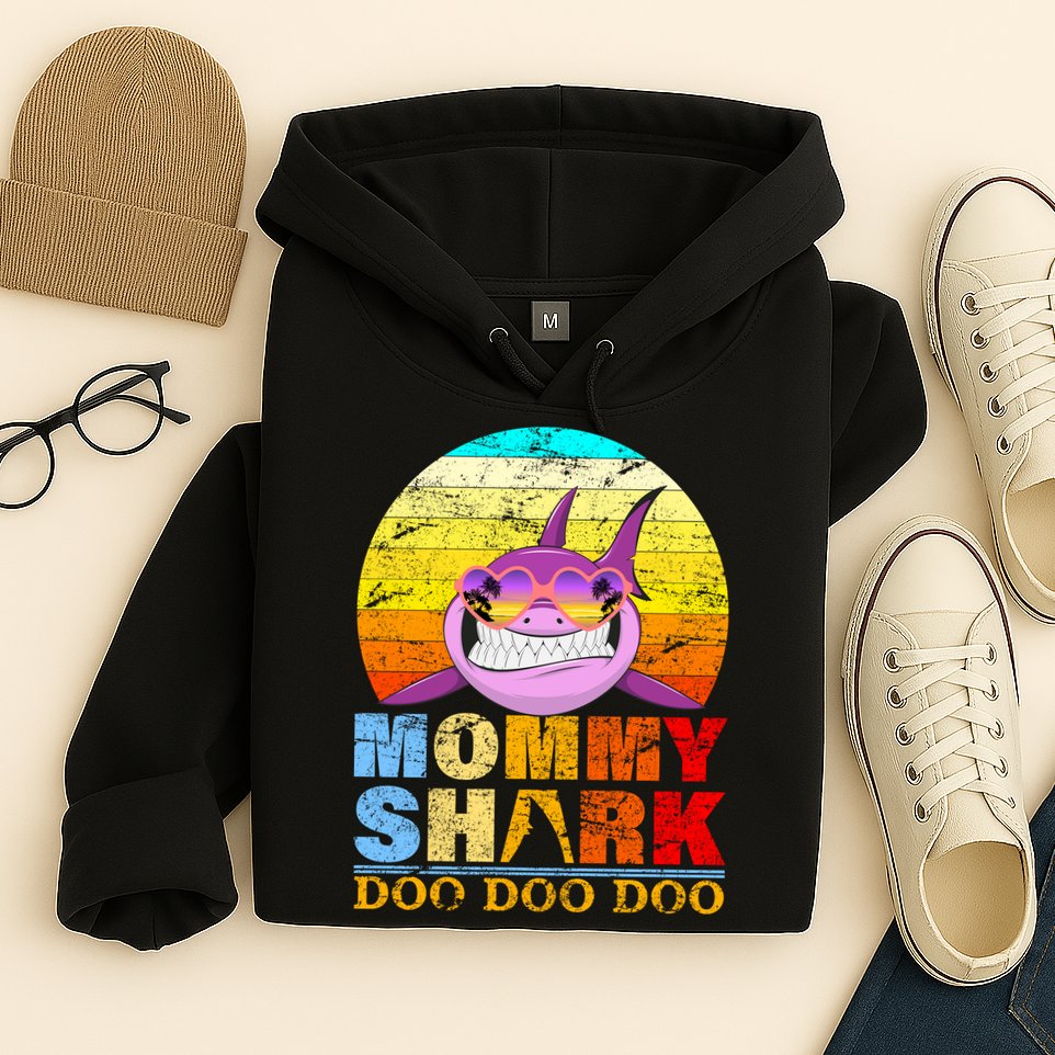 Funny Beach Mommy Shark Doo Hoodie