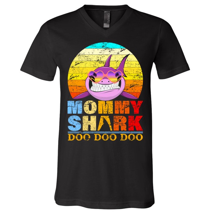 Funny Beach Mommy Shark Doo V-Neck T-Shirt