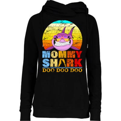 Funny Beach Mommy Shark Doo Womens Funnel Neck Pullover Hood