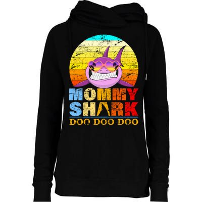 Funny Beach Mommy Shark Doo Womens Funnel Neck Pullover Hood