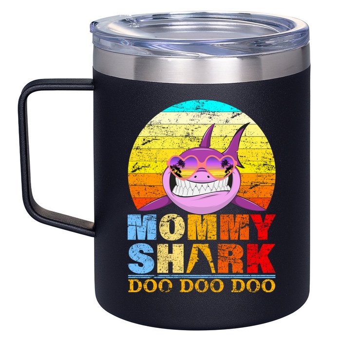 Funny Beach Mommy Shark Doo 12oz Stainless Steel Coffee Mug