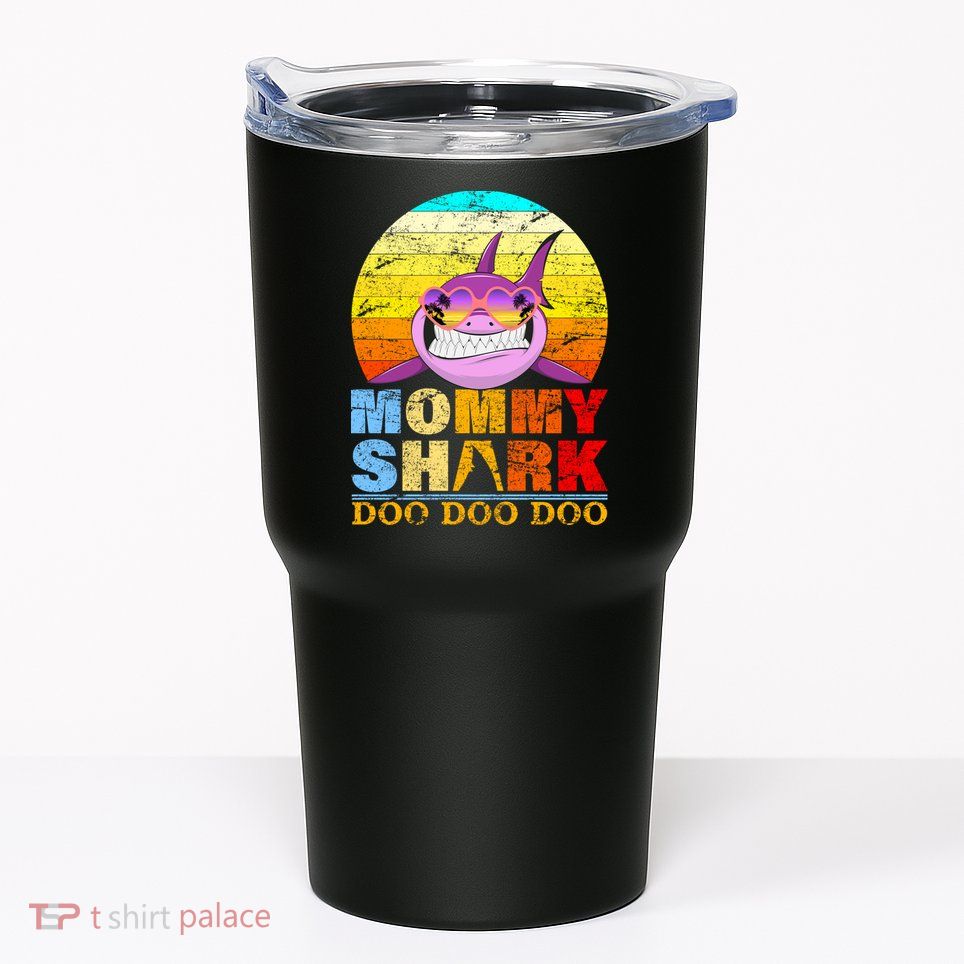 Funny Beach Mommy Shark Doo Tumbler