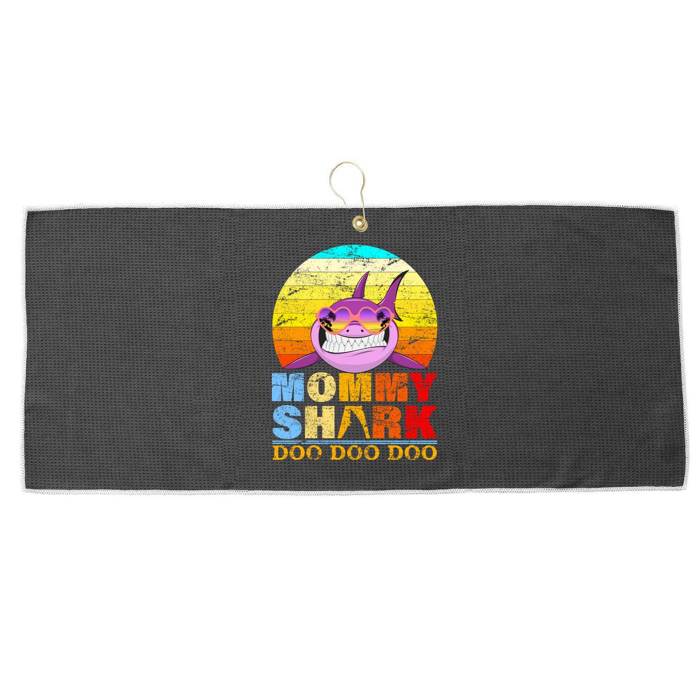Funny Beach Mommy Shark Doo Large Microfiber Waffle Golf Towel