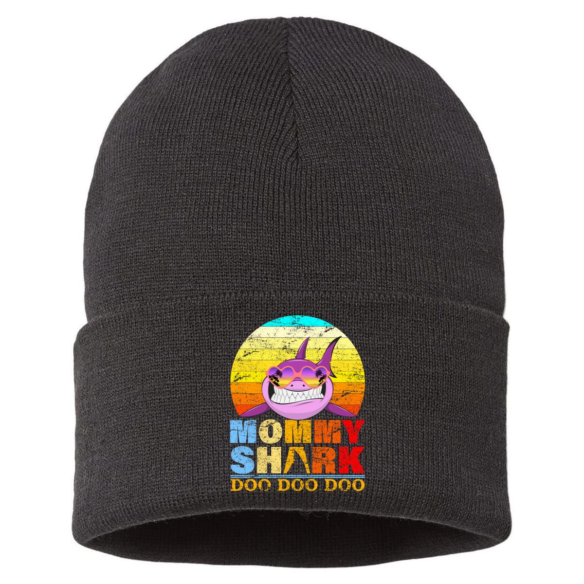 Funny Beach Mommy Shark Doo Sustainable Knit Beanie