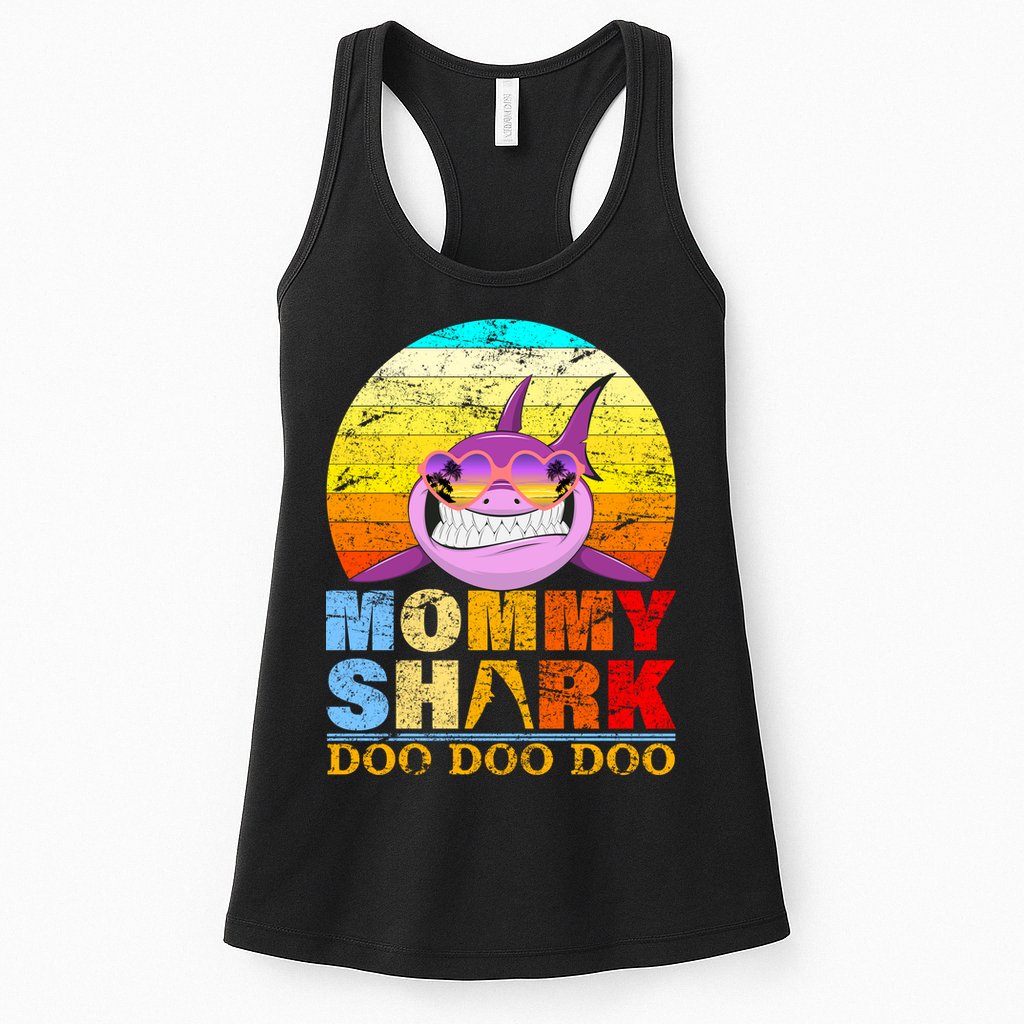 Funny Beach Mommy Shark Doo Womens Tank Top