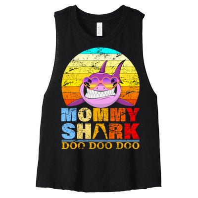 Funny Beach Mommy Shark Doo Women's Racerback Cropped Tank