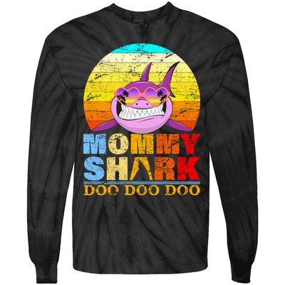 Funny Beach Mommy Shark Doo Tie-Dye Long Sleeve Shirt