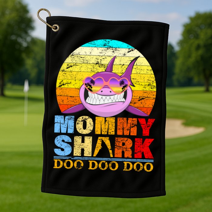 Funny Beach Mommy Shark Doo Golf Towel