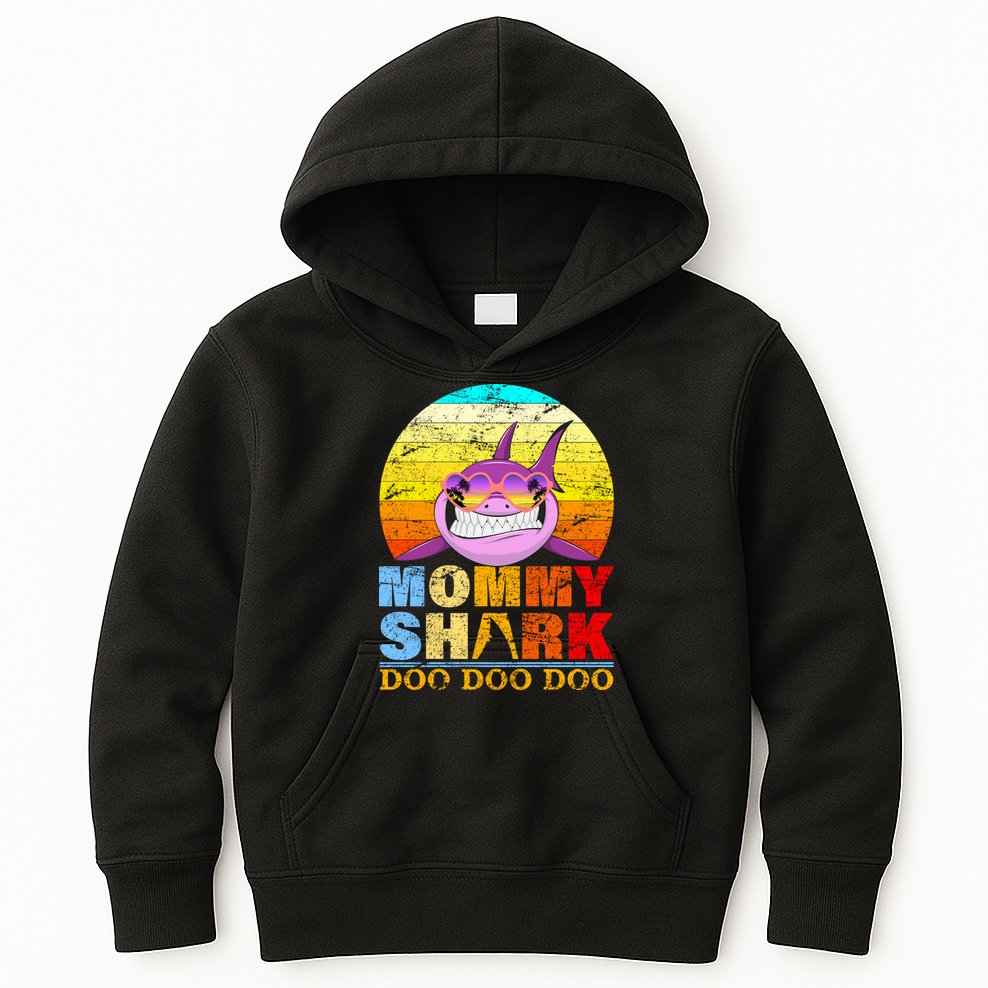 Funny Beach Mommy Shark Doo Kids Hoodie