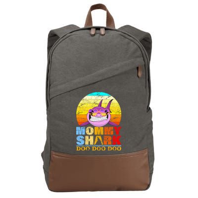Funny Beach Mommy Shark Doo Cotton Canvas Backpack