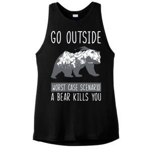 Funny Bear Camping Ladies PosiCharge Tri-Blend Wicking Tank