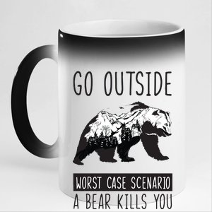 Funny Bear Camping 11oz Black Color Changing Mug