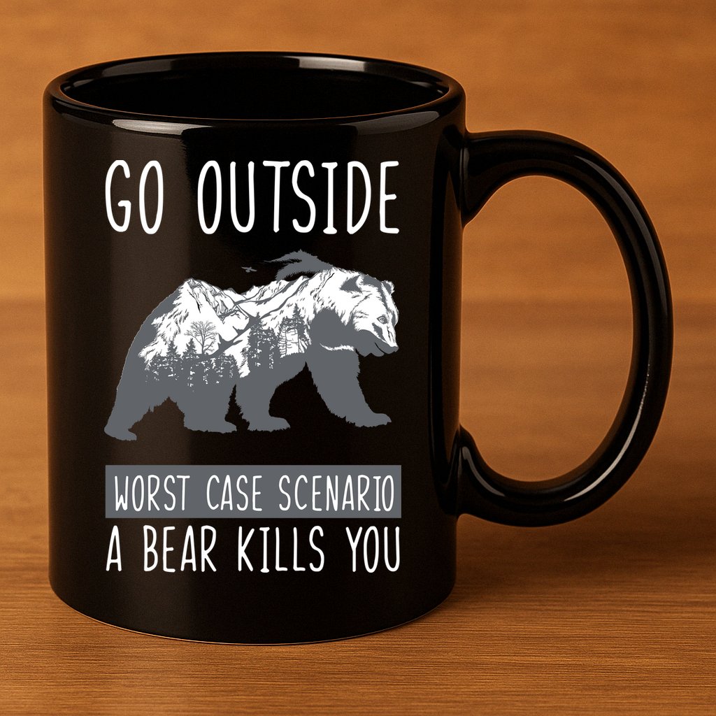 Funny Bear Camping 11oz C Handle Ceramic Mug