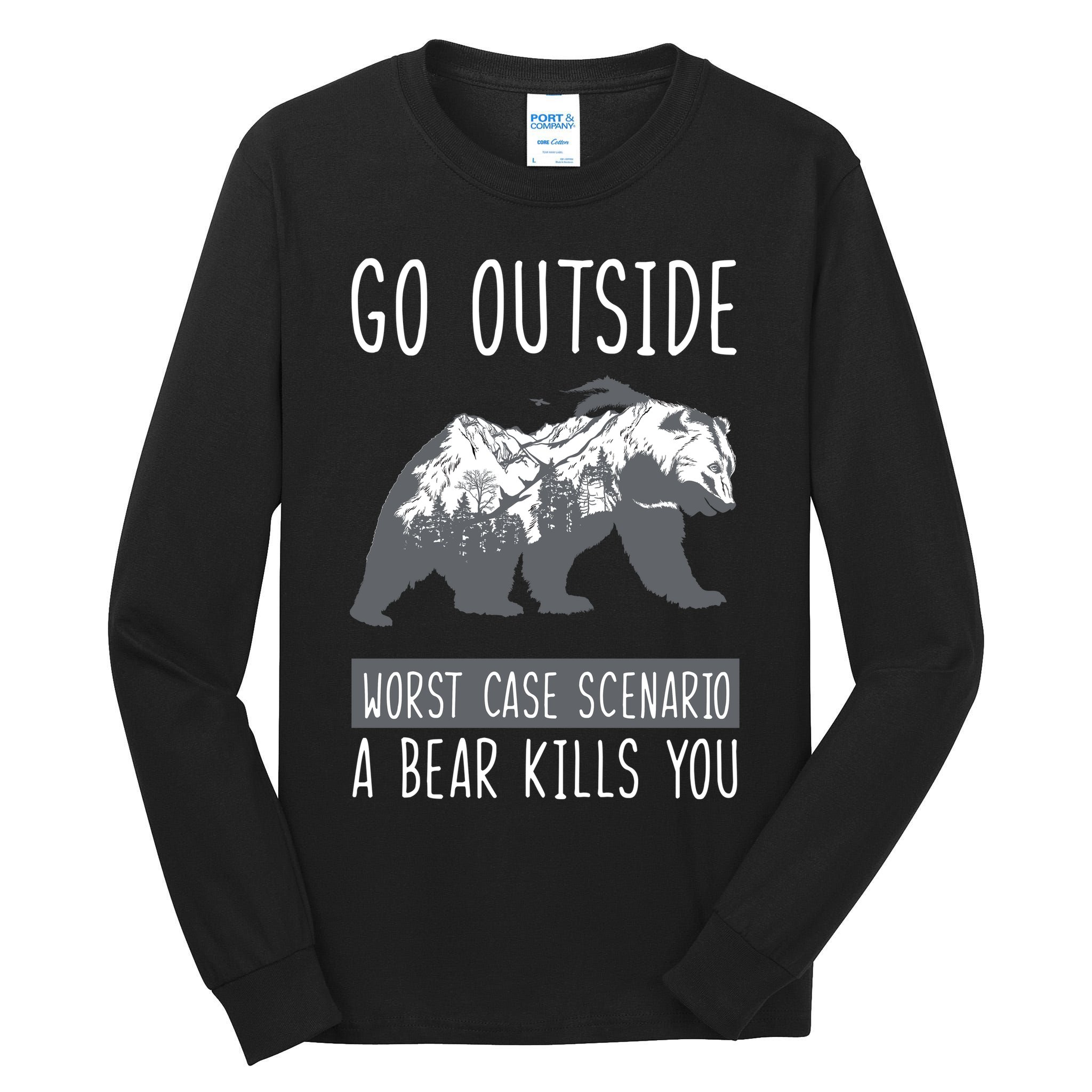Funny Bear Camping Tall Long Sleeve T-Shirt