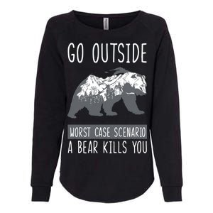 Funny Bear Camping Womens California Wash Sweatshirt