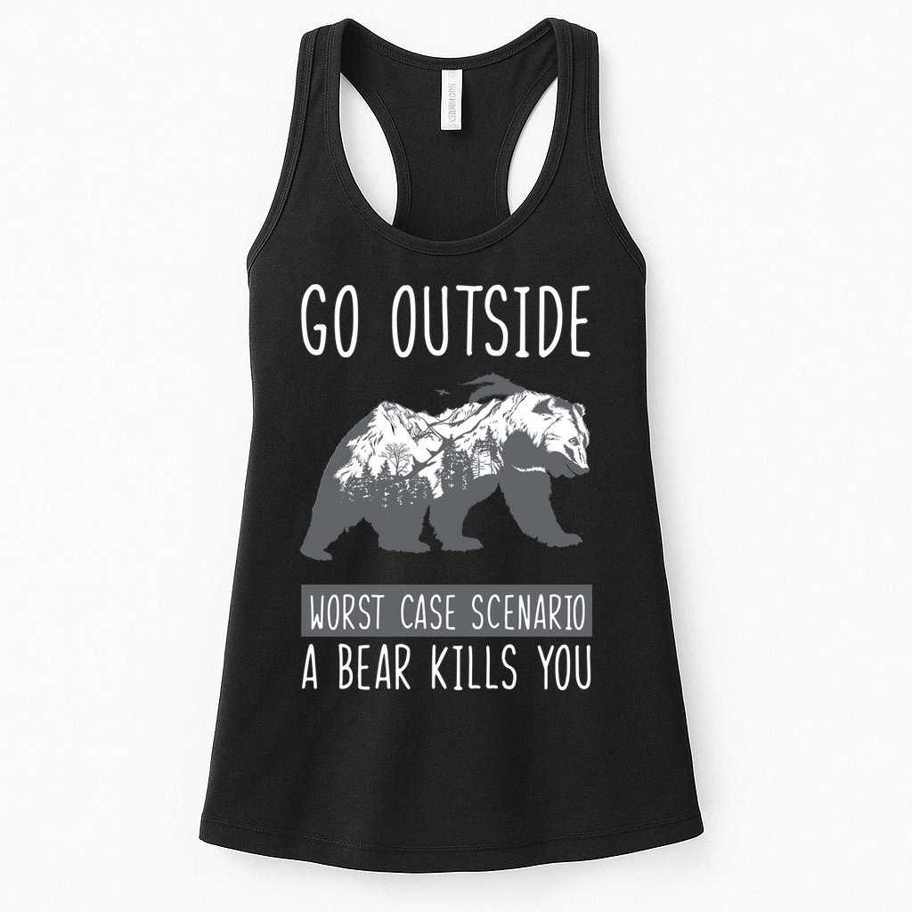 Funny Bear Camping Womens Tank Top