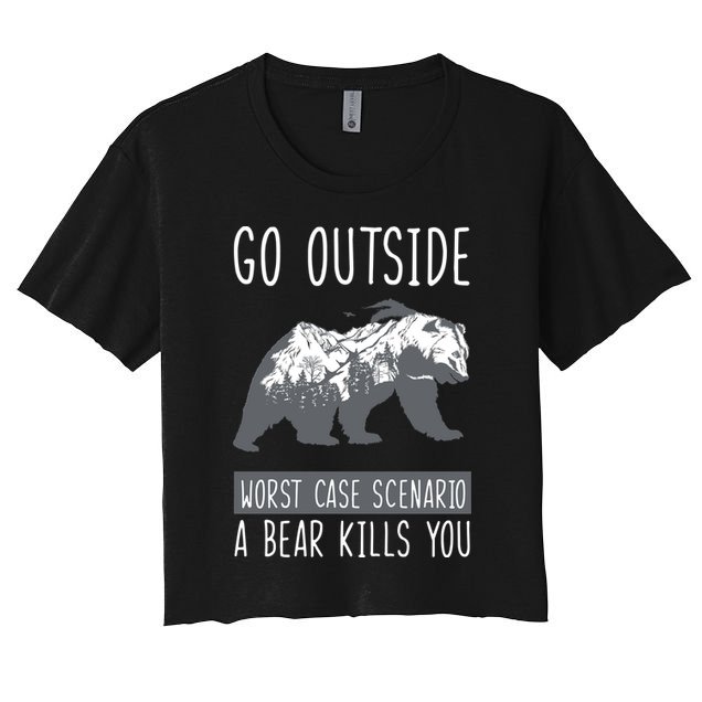 Funny Bear Camping Crop Top