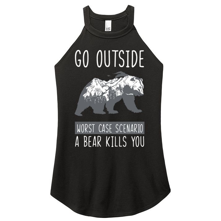 Funny Bear Camping Women's Perfect Tri Rocker Tank