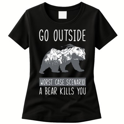 Funny Bear Camping Womens T-Shirt