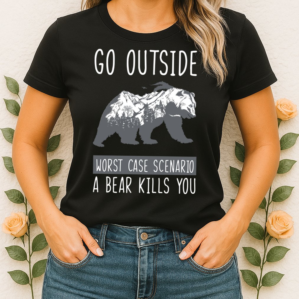 Funny Bear Camping Womens T-Shirt