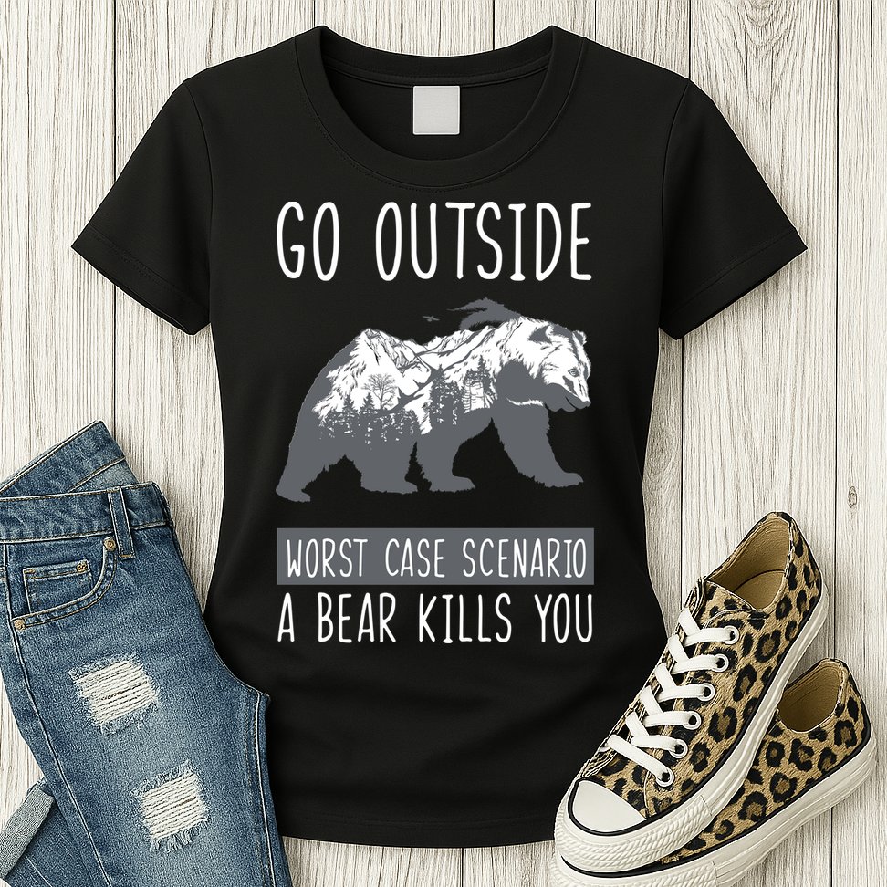 Funny Bear Camping Womens T-Shirt