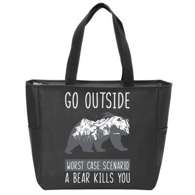 Funny Bear Camping Zip Tote Bag