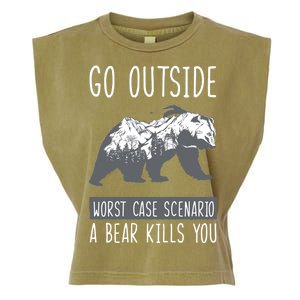 Funny Bear Camping Garment-Dyed Women's Muscle Tee